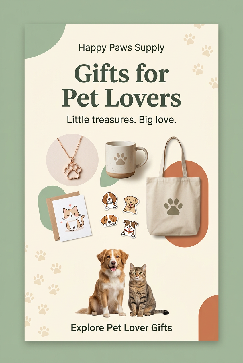 Happy Paws Supply Pet Lover Gifts poster