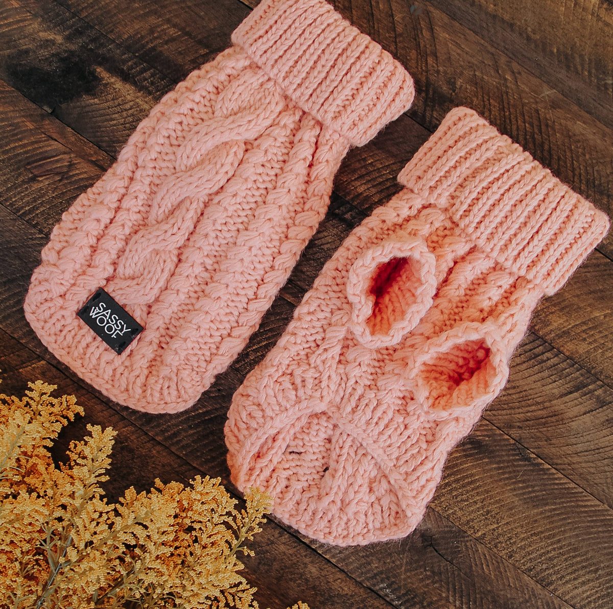 Cable Knit Sweater - Pink
