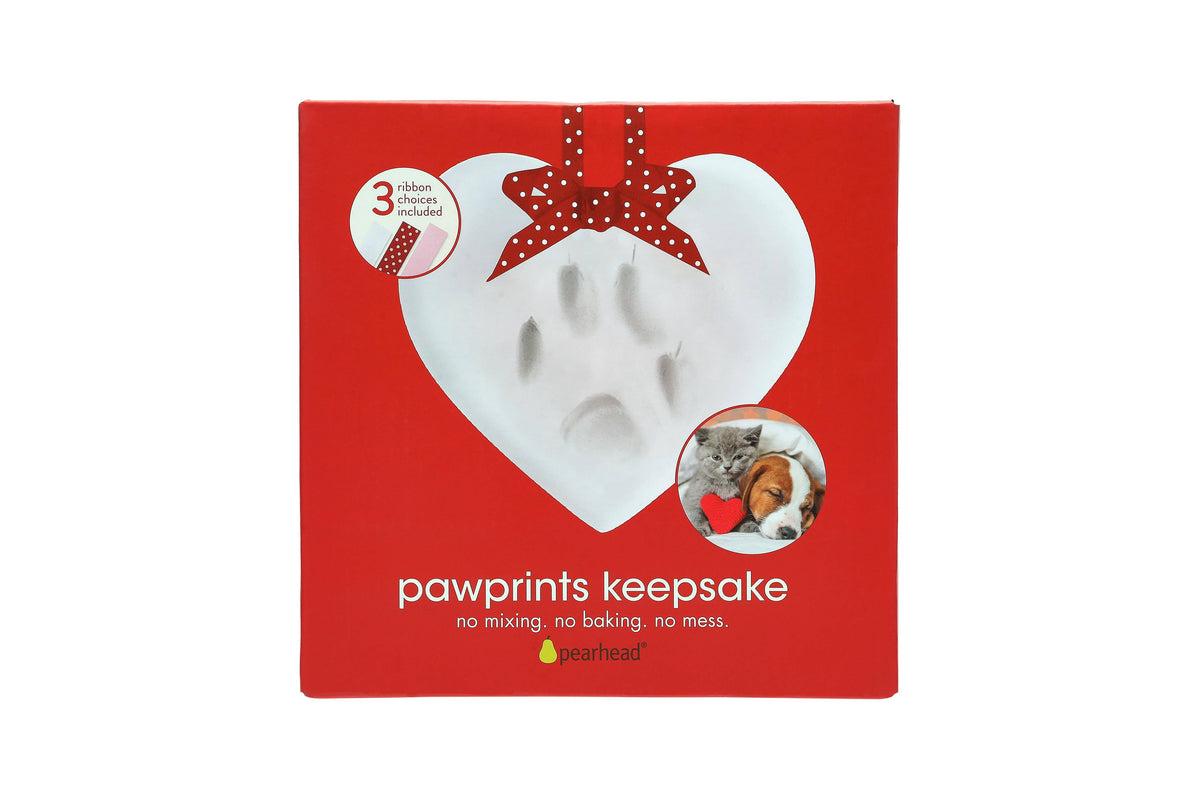 Pawprints Keepsake Hanging Holiday Ornament, Heart Shape