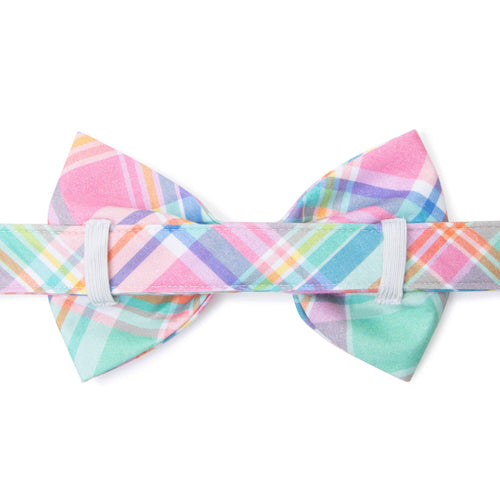 Blooming Plaid Spring Easter Dog Bow Tie