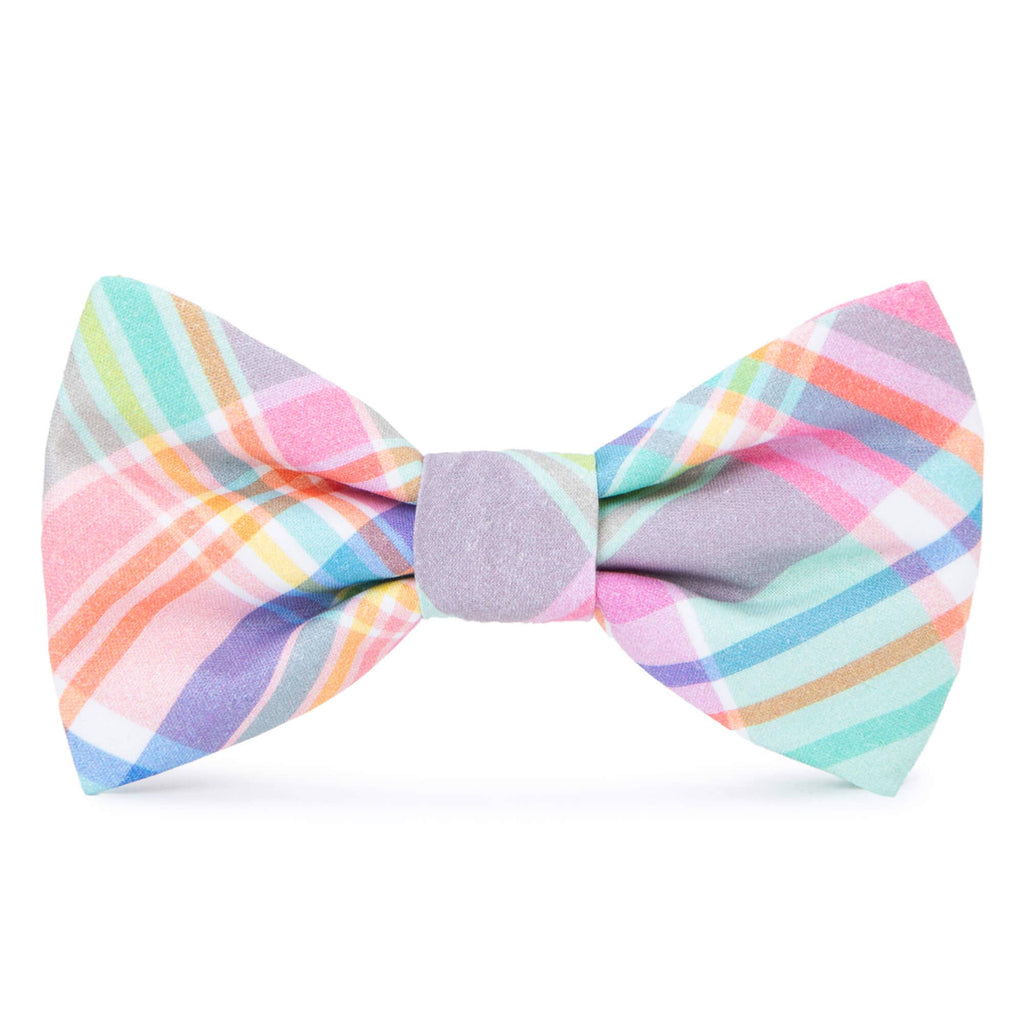 Blooming Plaid Spring Easter Dog Bow Tie