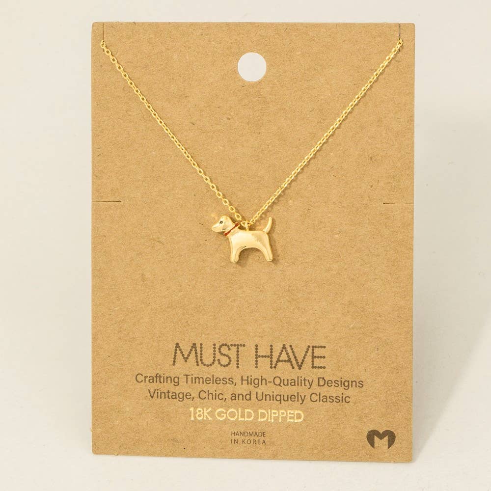 Gold Dipped Dog Pendant Necklace