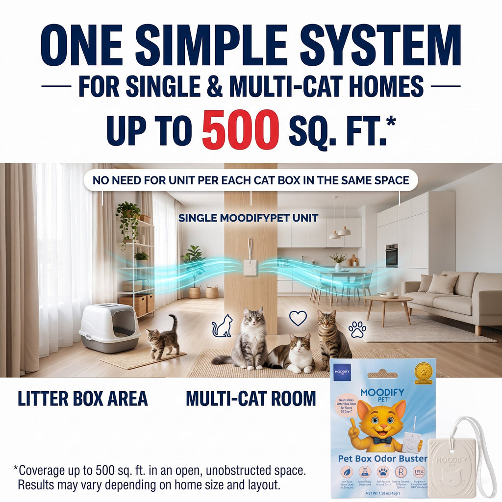MoodifyPet Cat Litter Box Odor Neutralizer — 1 System for 30 Days