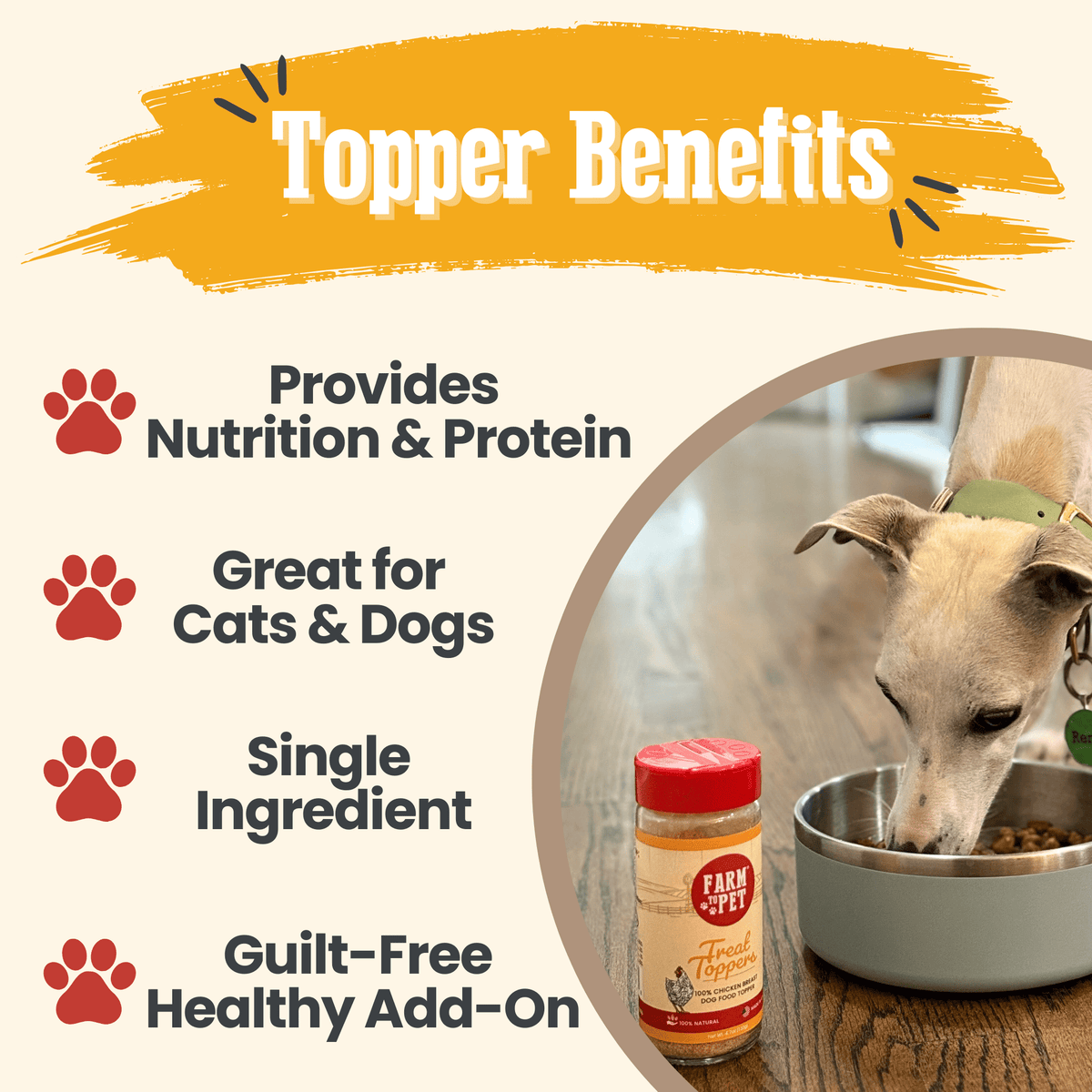 Treat Topper Chicken Dog Food Topper | Healthy Meal Supplement for Dogs