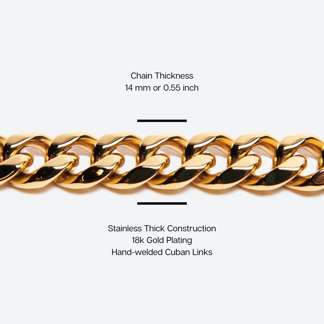 Cuban Link Gold Dog Leash: 35in/90cm length x 14mm width