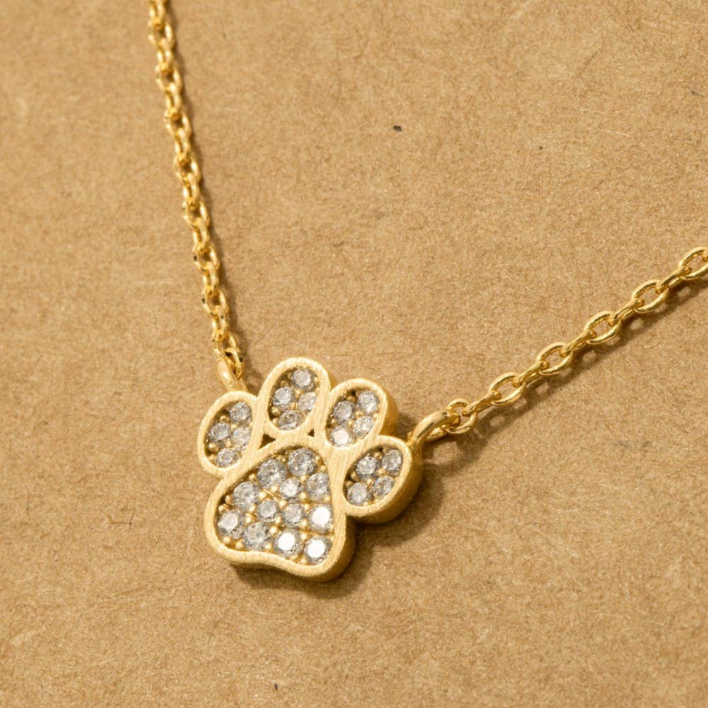 Paw Print Pendant Necklace: Rhodium Plated