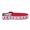 Pink Pines Christmas Holiday Dog Collar: Small / Narrow