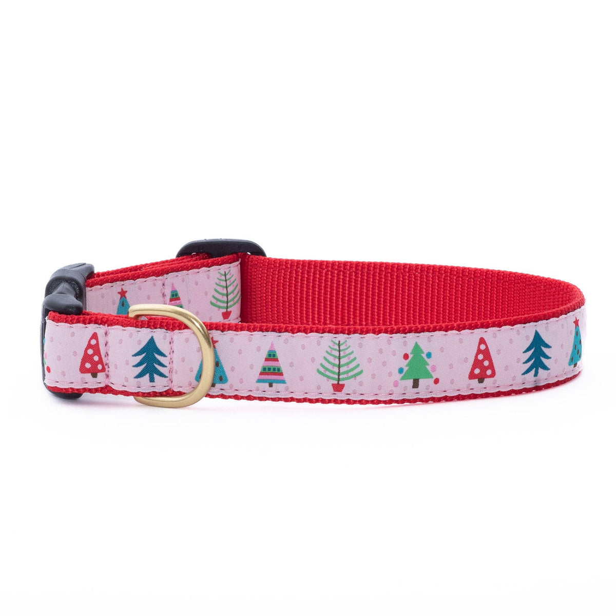 Pink Pines Christmas Holiday Dog Collar: Wide