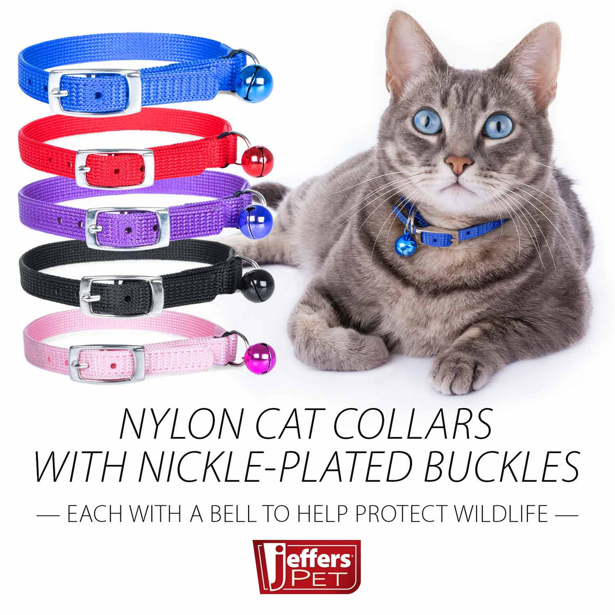Jeffers Solid Adjustable Nylon Cat Collars